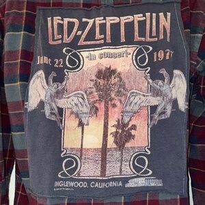Vintage Looking Led Zeppelin Flannel Shirt | With 1977 Tour Patch |Unisex Medium